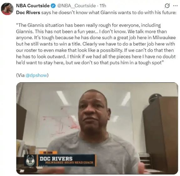 字母哥怒摔教练席 雄鹿解雇里弗斯终结三年执教